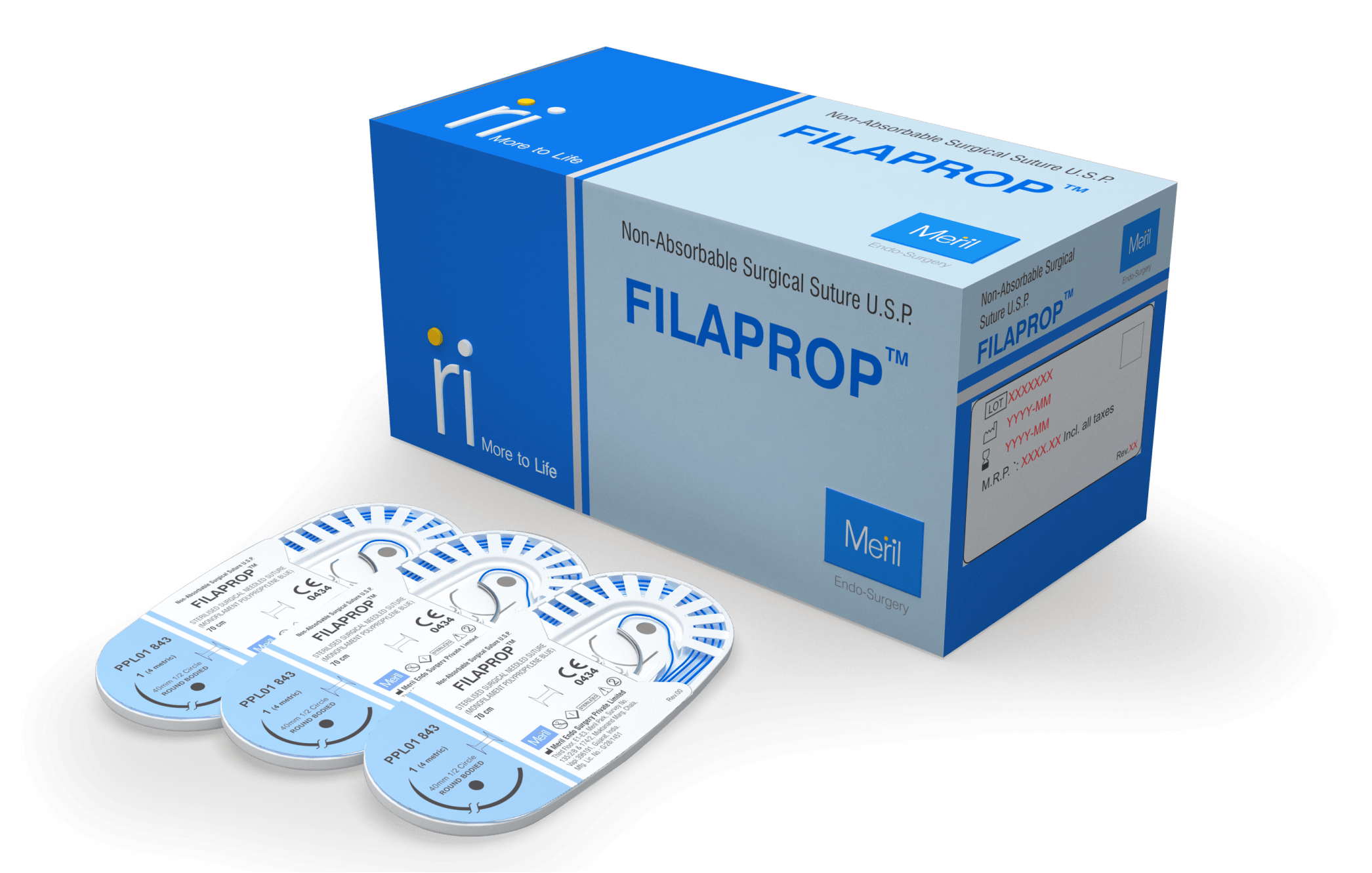 FILAPROP Шовний матеріал Поліпропілен USP 2-0 90см 30мм 1/2 кола колюча